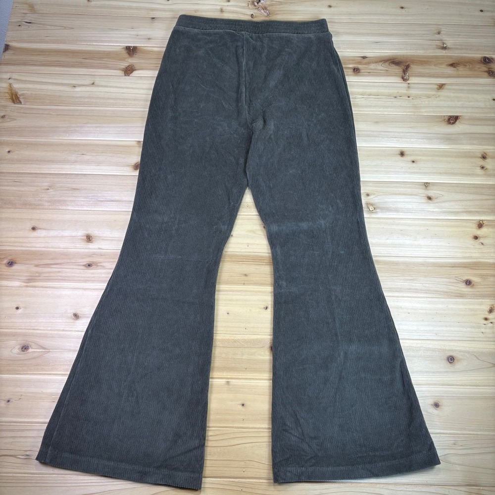 Aerie Corduroy Pants Womens Medium Olive Green Bell Bottom Ribbed Flared Pants - Picture 3 of 7